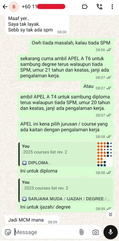 APEL SAMBUNG BELAJAR PENGALAMAN KERJA PART TIME ODL STUDY DIPLOMA IJAZAH DEGREE BACHELOR MASTER PHD