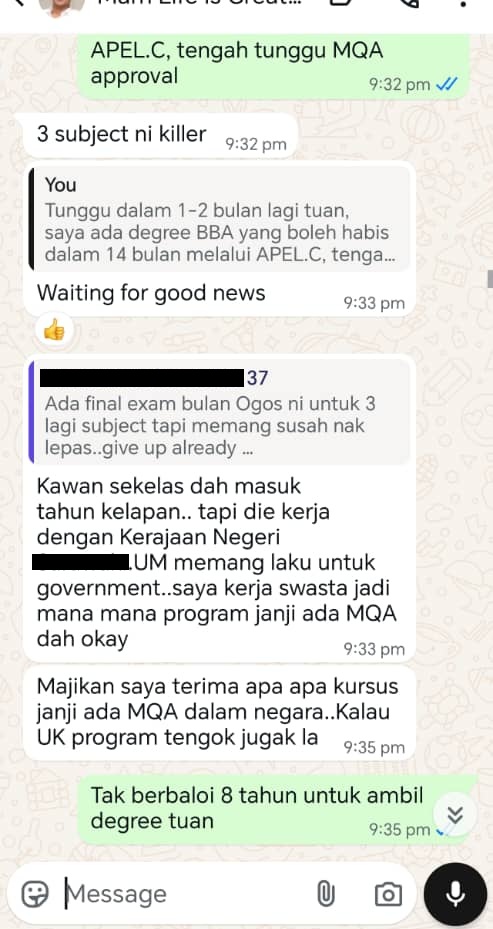 APEL SAMBUNG BELAJAR PENGALAMAN KERJA PART TIME ODL STUDY DIPLOMA IJAZAH DEGREE BACHELOR MASTER PHD